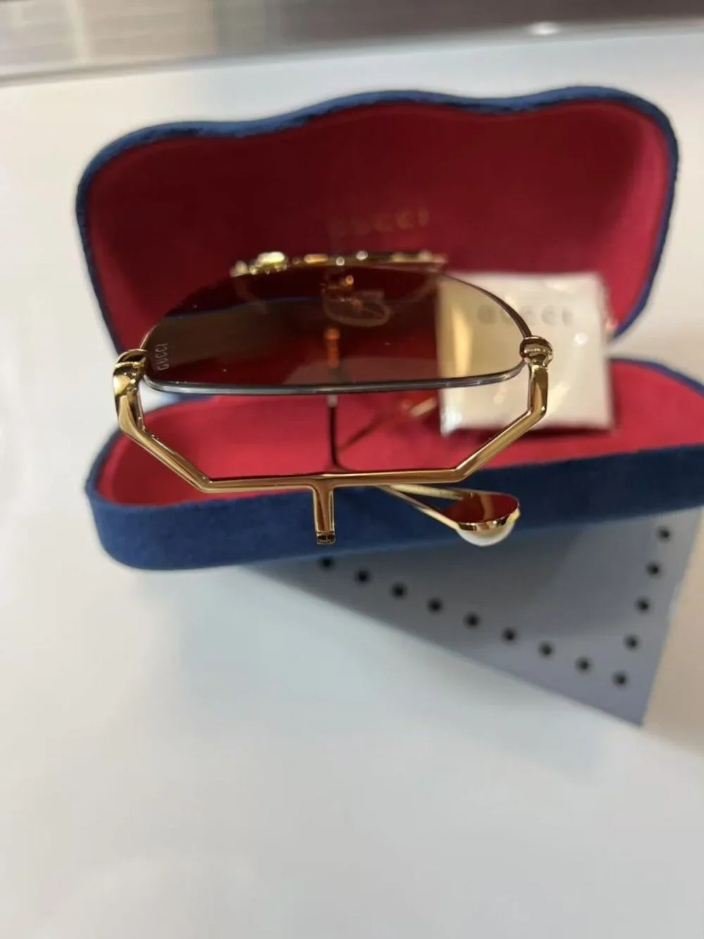 Gucci Gold Square Metal Sunglasses GG0252S 63m